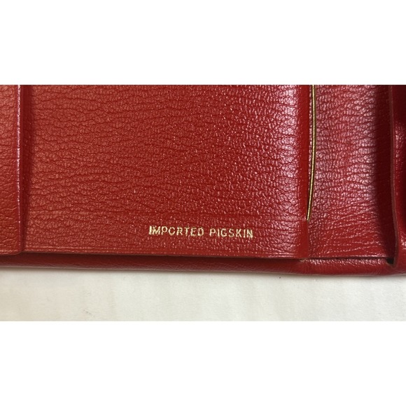 Vintage Royal Crest Red Bifold Wallet Imported Pigskin Rare - Picture 9 of 9
